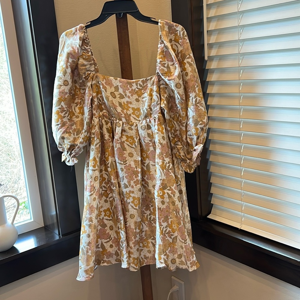 Square neck floral dress